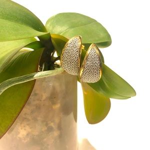 ADAM & MARTUCCI Yellow Gold Sterling Silver Mesh Earrings Two Tone Hoops